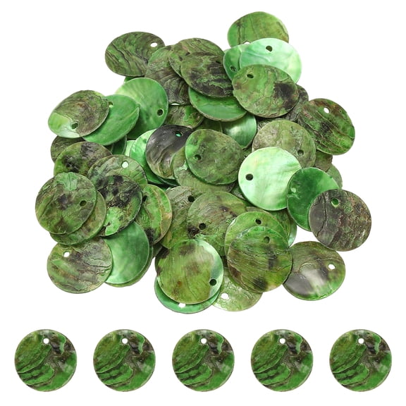 Uxcell 60Pcs Shell Beads for Jewelry Making, 15mm Natural Flat Round Shell Coin, Fruit Green