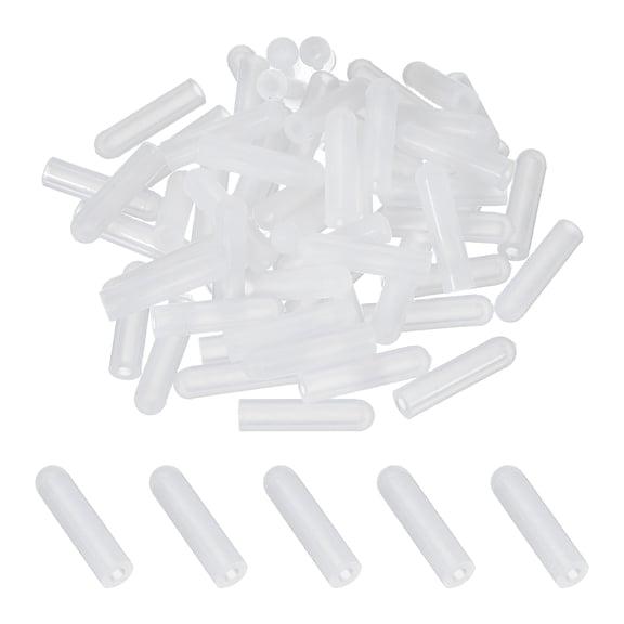 Uxcell 60Pcs Silicone End Caps, 3/32"(2.4mm) ID Round Rubber Screw Thread Protector Hook Protector, Flexible Rubble Bolt Covers for Bolt Metal Tube Rod Screw (0.8" Height White)