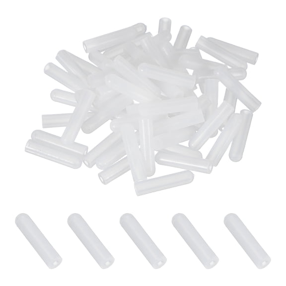 Uxcell 60Pcs Silicone End Caps, 5/64"(2.0mm) ID Round Rubber Screw Thread Protector Hook Protector, Flexible Rubble Bolt Covers for Bolt Metal Tube Rod Screw (0.8" Height White)