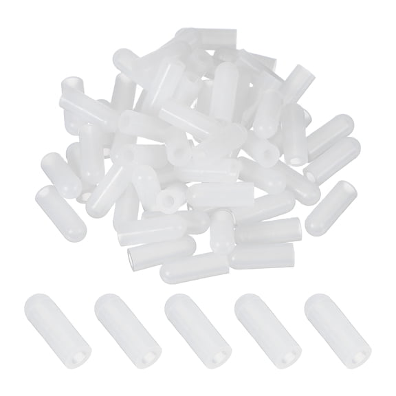 Uxcell 60Pcs Silicone End Caps, 7/64"(2.8mm) ID Round Rubber Screw Thread Protector Hook Protector, Flexible Rubble Bolt Covers for Bolt Metal Tube Rod Screw (0.5" Height White)