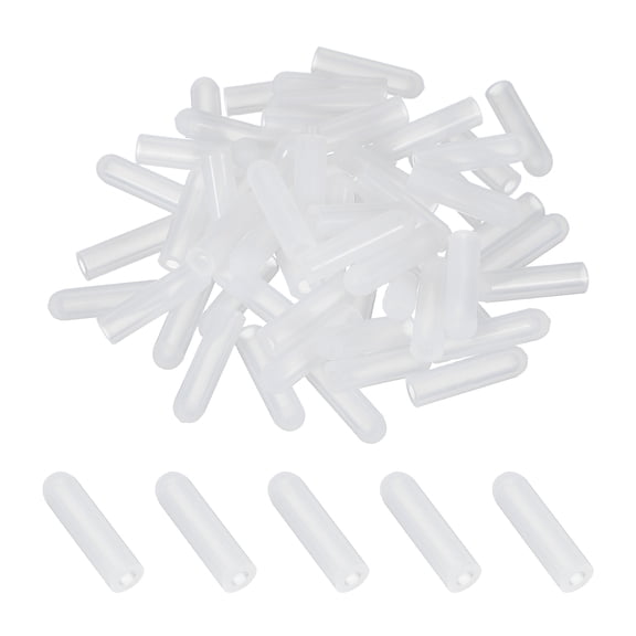 Uxcell 60Pcs Silicone End Caps, 7/64"(2.8mm) ID Round Rubber Screw Thread Protector Hook Protector, Flexible Rubble Bolt Covers for Bolt Metal Tube Rod Screw (0.8" Height White)