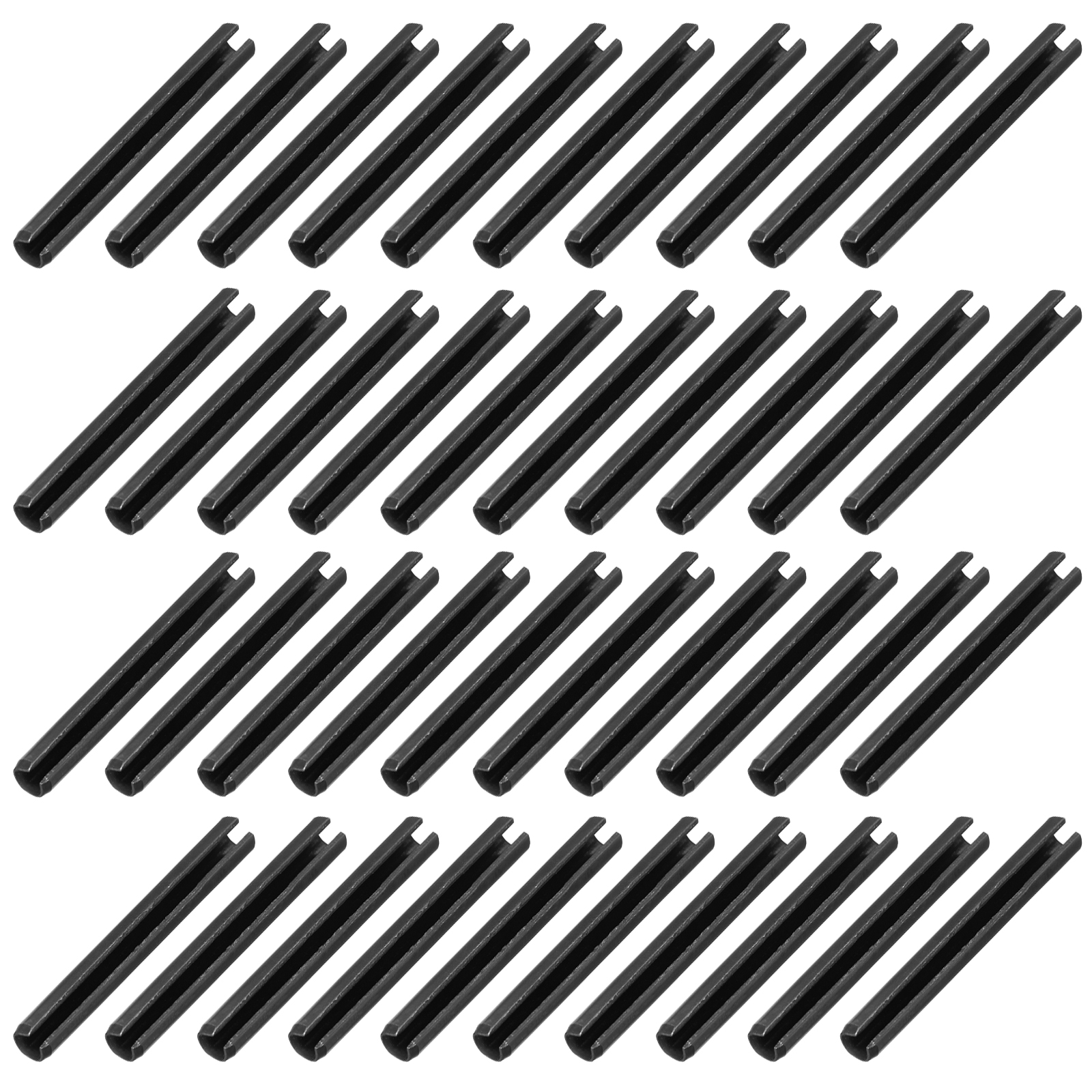 Uxcell 60Pcs Slotted Split Roll Pins 6/25 Inch(6mm) Dia. 2 Inch(50mm) Length 65Mn Steel Spring Tension, Black