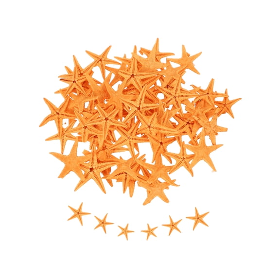 Uxcell 60Pcs Starfish for Craft, 0.4"-0.8" Small Natural Starfish Sea Star Crafting Seashells Bulk for Wedding Beach Theme Party Decorations Home Vase DIY Crafts Decor, Orange
