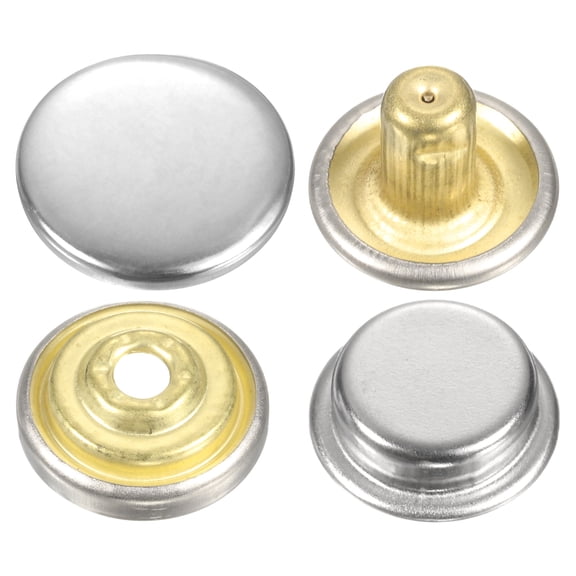 Uxcell 60Set Press-Stud Cap Button 12.5mm Metal Snap Fastener for Canvas, Silver