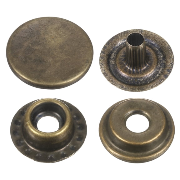 Uxcell 60Set Press-Stud Cap Button 12.5mm Metal Snap Fastener for Clothes DIY, Bronze