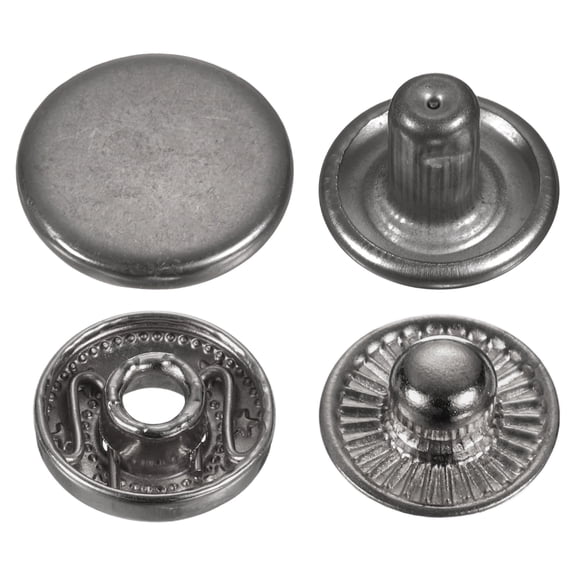 Uxcell 60Set Press-Stud Cap Button 12.5mm Metal Snap Fastener for Leathers, Gun