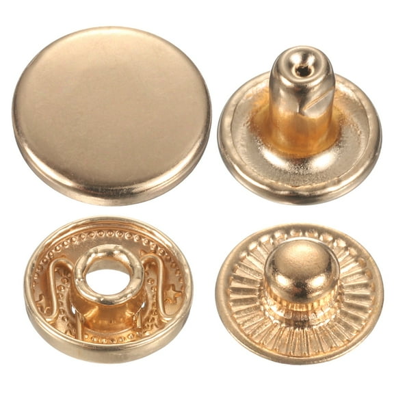 Uxcell 60Set Press-Stud Cap Button 15mm Metal Snap Fastener for Canvas, Gold