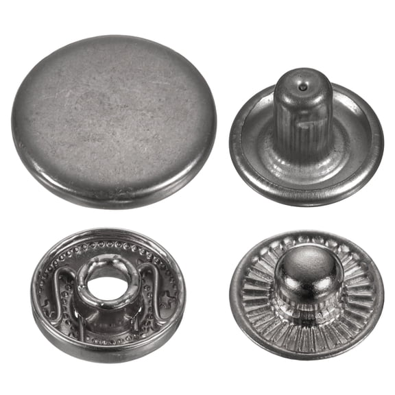 Uxcell 60Set Press-Stud Cap Button 15mm Metal Snap Fastener for Canvas, Gun