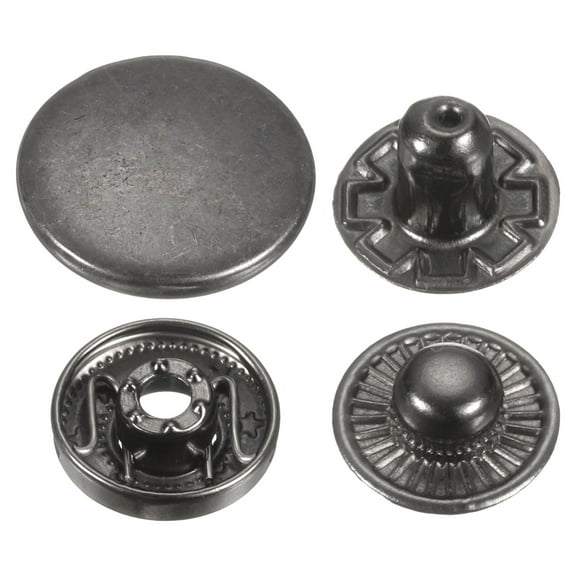Uxcell 60Set Press-Stud Cap Button 15mm Metal Snap Fastener for Leathers, Gun