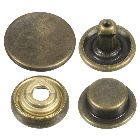 Uxcell 60Set Press-Stud Cap Button 17mm Metal Snap Fastener for Canvas, Bronze
