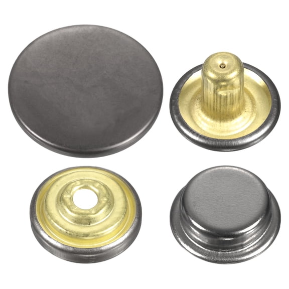 Uxcell 60Set Press-Stud Cap Button 17mm Metal Snap Fastener for Canvas, Gun
