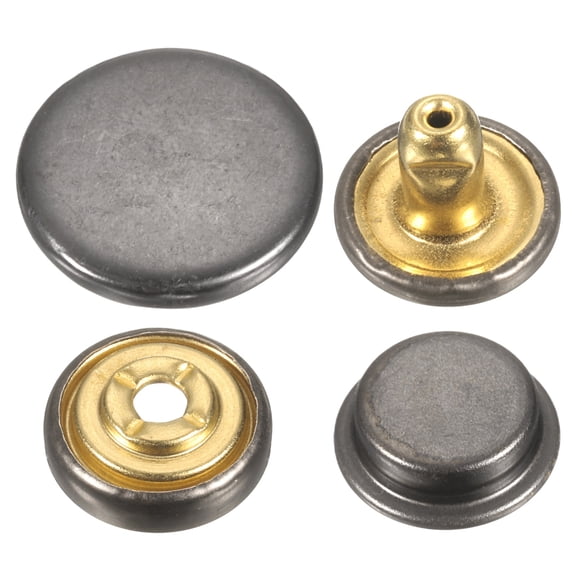 Uxcell 60Set Press-Stud Cap Button 17mm Metal Snap Fastener for Clothes DIY, Gun