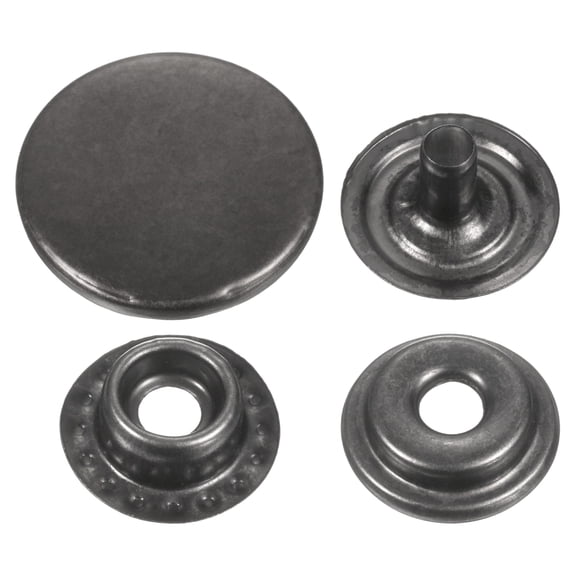 Uxcell 60Set Press-Stud Cap Button 17mm Metal Snap Fastener for Crafts, Gun