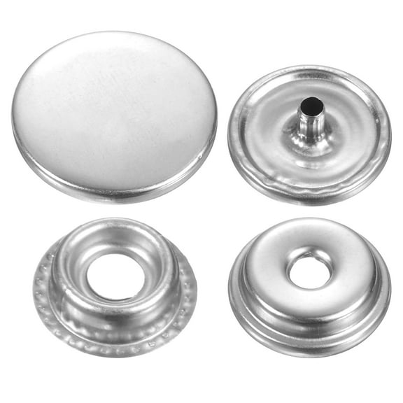 Uxcell 60Set Press-Stud Cap Button 17mm Metal Snap Fastener for Crafts, Silver
