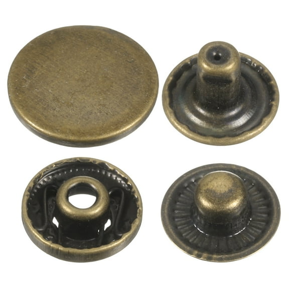 Uxcell 60Set Press-Stud Cap Button 17mm Metal Snap Fastener for Leathers, Bronze