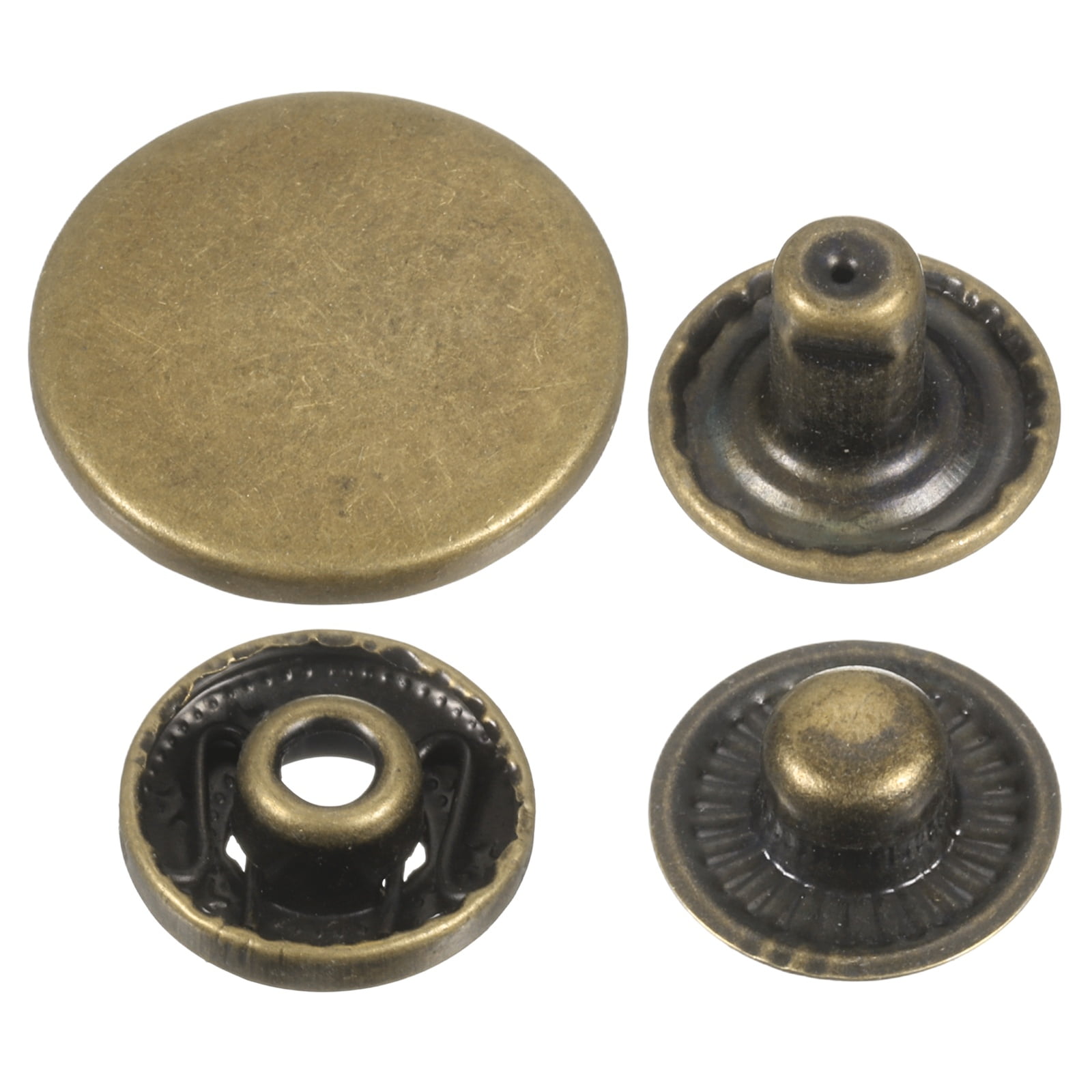 Uxcell 60Set Press-Stud Cap Button 20mm Metal Snap Fastener for ...