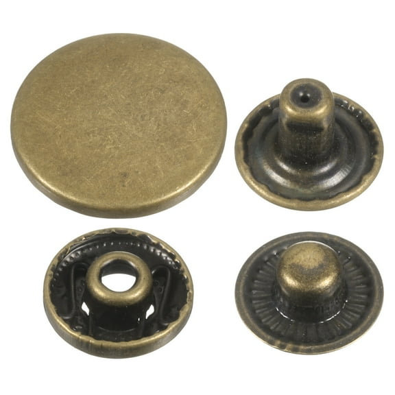 Uxcell 60Set Press-Stud Cap Button 20mm Metal Snap Fastener for Leathers, Bronze