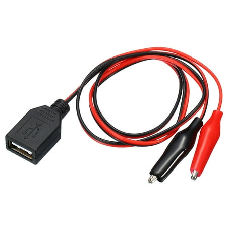 Uxcell 60cm USB Female to Alligator Clips Test Wire Black,Red 4Pcs
