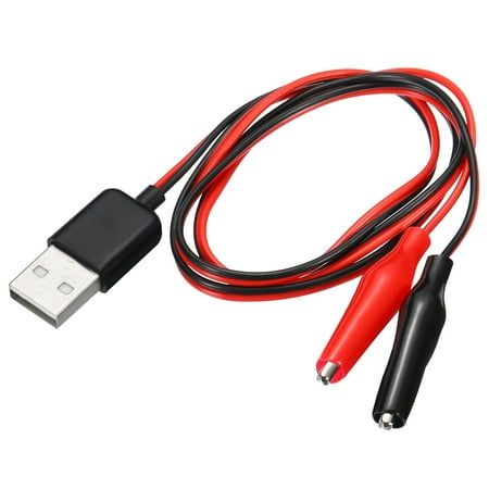 Uxcell 60cm USB Male to Alligator Clips Test Wire Black,Red 6Pcs