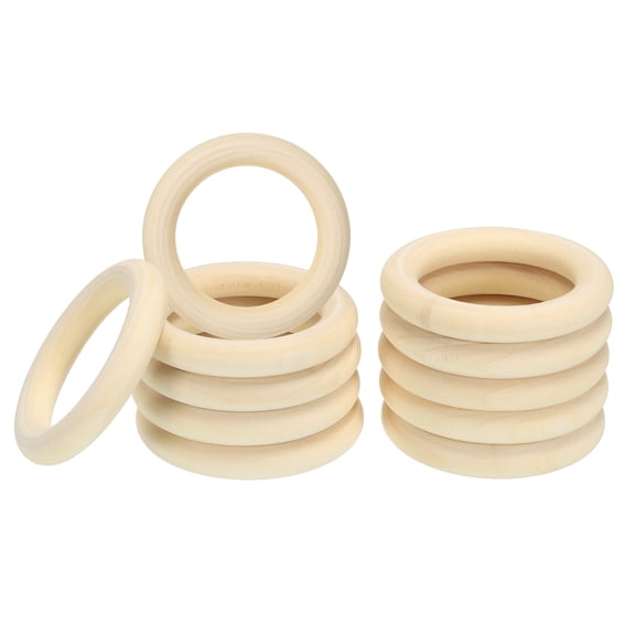 Uxcell 60mm 2.4" Wooden Rings 10mm thick, 30 Pack Natural Wood Rings Unfinished Wood Loop