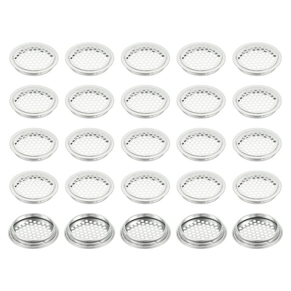 Uxcell 60mm Circular Air Vents, Dual Panel Round Mesh Hole Louver Round Mesh Hole Air Vents, 25 Pcs Silver