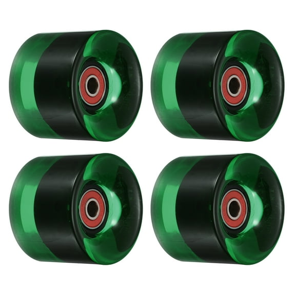 Uxcell 60mm with Bearings ABEC-9 Street Wheels for Skateboards Cruiser 80A, Clear Green Red 4 Pack