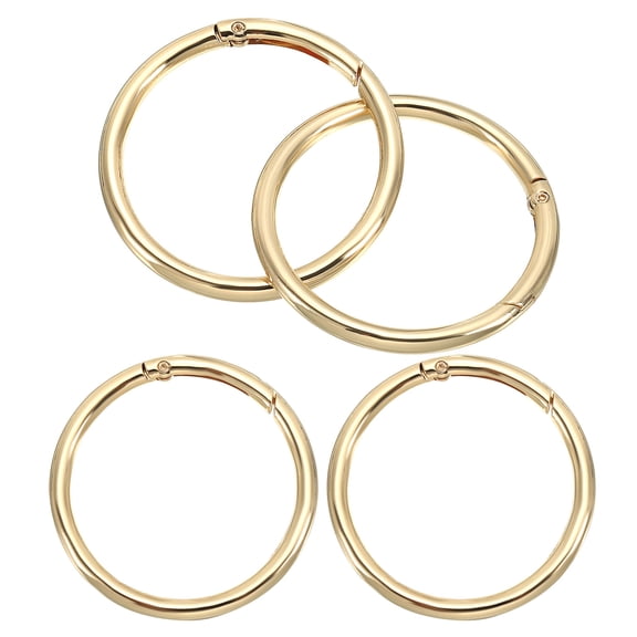 Uxcell 60mm OD Spring O Rings Round Clasp Clip Trigger Snap Spring Keyrings Gold Tone 4 Pack
