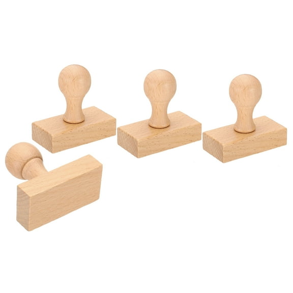 Uxcell 60mm Stamp Wood Square Handle, 4 Pack Wooden Knobs Stamp Mounts Drawer Pulls Scrapbooking, Brown