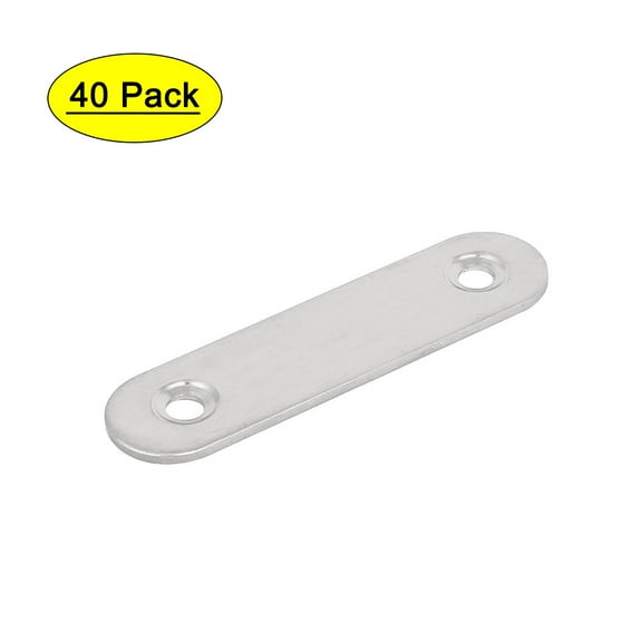 Uxcell 60mmx15mmx2mm Stainless Steel Straight Flat Fixing Mending Plates Brackets 40pcs