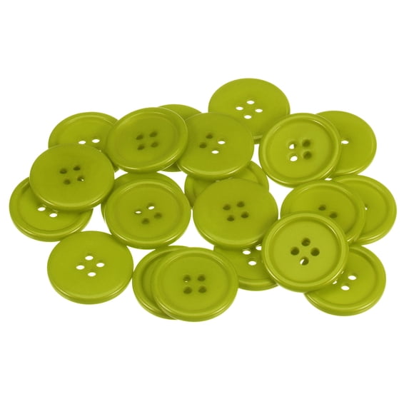 Uxcell 60Pcs 40L Sewing Buttons 0.98" Resin Round Flat 4-Hole Craft Buttons for Sewing Clothing and DIY, Green