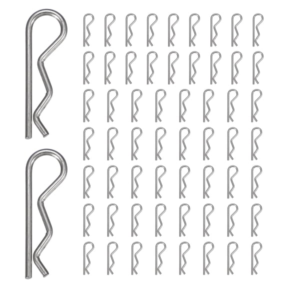 Uxcell 60pcs Cotter Pins (M1.8 x 35mm) - Heavy Duty R Clips Hitch Pin Clip Hardware Pins 304 Stainless Steel Spring Fasteners, for Trailer/Lawn Mowers/Tractor/Truck