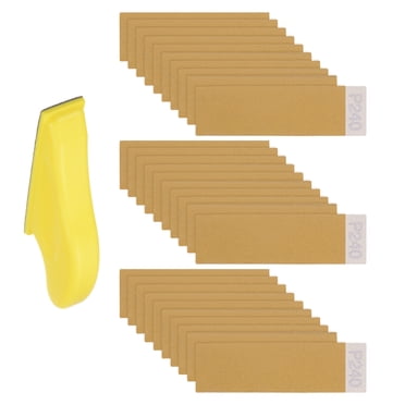 Swpeet 100 Sheets Approx 3.5" X 1" Micro Sander Kit, Micro Detail Sander, Detail Handle Sanding Tools With 100Pcs Sandpaper
