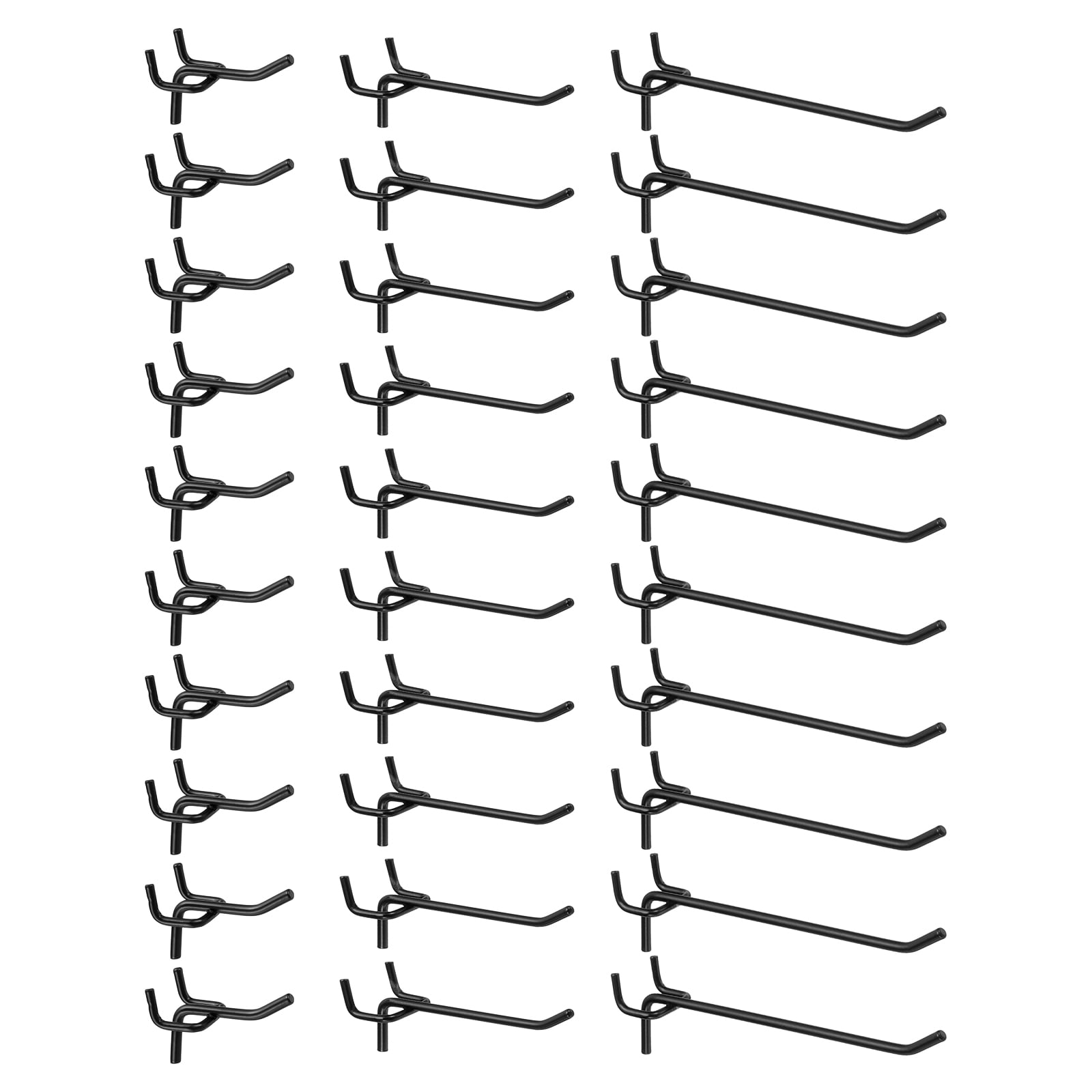 Uxcell 60pcs Pegboard Shelving Hooks 2" 4" 6" Stainless Steel Peg Board Display Hook Holders for Workbench, Black