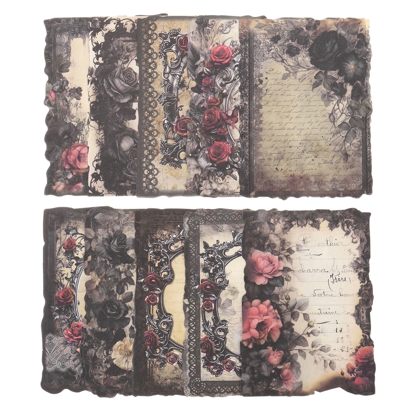 Uxcell 60pcs Textured Scrapbook Paper Vintage Scrapbooking Handmade Paper for Journal Craft Diary,Dark Red
