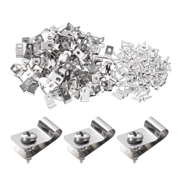 Uxcell 60pcs Wire Fence Clips 0.16" Stainless Steel Fence Wire Clamps Agricultural Fencing Mounting Clips with 60pcs Screws for Mounting 12-16 Gauge Wires to Wood Metal or Vinyl Fence