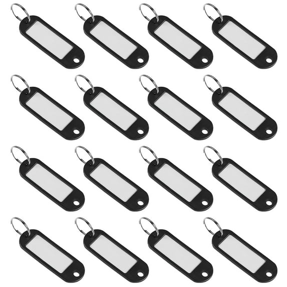 Uxcell 60x21mm Plastic Key Tags with Split Keyring Black 16 Count