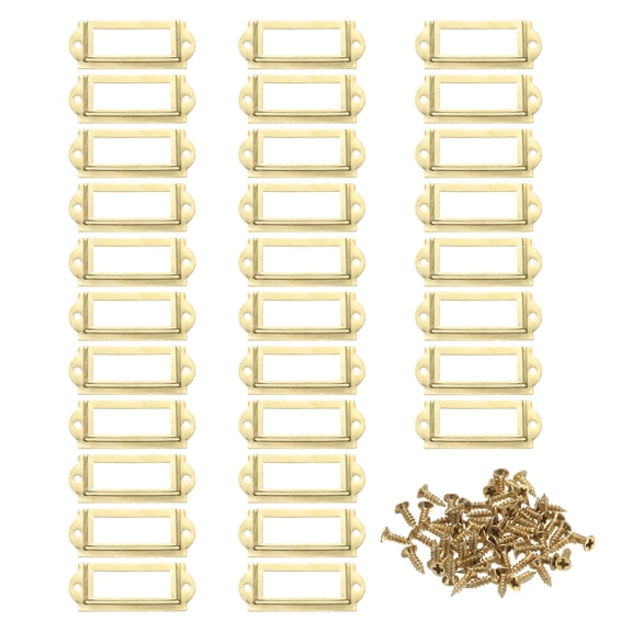 Uxcell 60x24mm Metal Label Holders, 30 PCS Label Frames with Screws, Yellow
