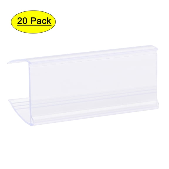 Uxcell 60x27mm Clear Plastic Label Holder Clip for Shelf, 20 Pack