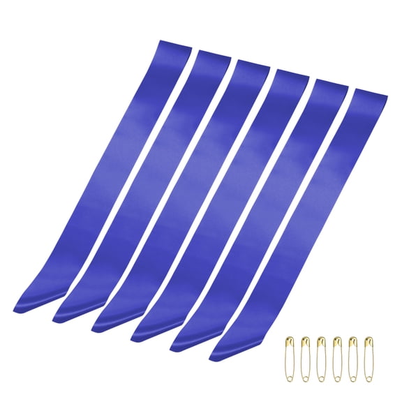 Uxcell 63" x 4" Blank Satin Sash, 6 Pcs Blue Plain Prom Queen Satin Sashes for Pageant Prom Graduation Wedding Banquet Birthday Party DIY Decorations