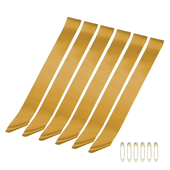 Uxcell 63" x 4" Blank Satin Sash, 6 Pcs Gold Plain Prom Queen Satin Sashes for Pageant Prom Graduation Wedding Banquet Birthday Party DIY Decorations