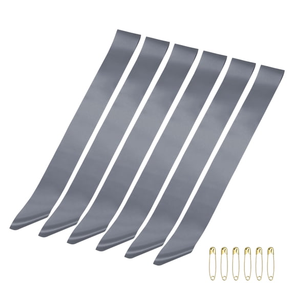 Uxcell 63" x 4" Blank Satin Sash, 6 Pcs Gray Plain Prom Queen Satin Sashes for Pageant Prom Graduation Wedding Banquet Birthday Party DIY Decorations