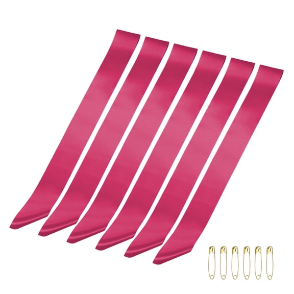 Uxcell 63" x 4" Blank Satin Sash, 6 Pcs Rose Red Plain Prom Queen Satin Sashes for Pageant Prom Graduation Wedding Banquet Birthday Party DIY Decorations