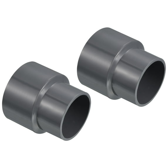 Uxcell Polyvinyl Chloride Reducer Pipe Fitting 2.48 inch x 1.97 inch 2 Pack Straight Coupling Adapter Connector Gray