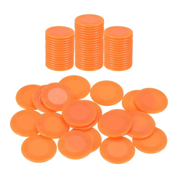 Uxcell 64 Pack Plastic Poker Chips, 0.9 Inch Mini Bingo Chips Learning Counters Counting Counters Disks Markers Opaque Game Tokens for Game Play Math Counting, Orange, Pattern