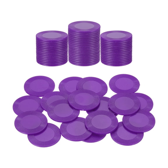 Uxcell 64 Pack Plastic Poker Chips, 1.5 Inch Mini Bingo Chips Learning Counters Counting Counters Disks Markers Opaque Game Tokens for Game Play Math Counting, Purple, Pattern