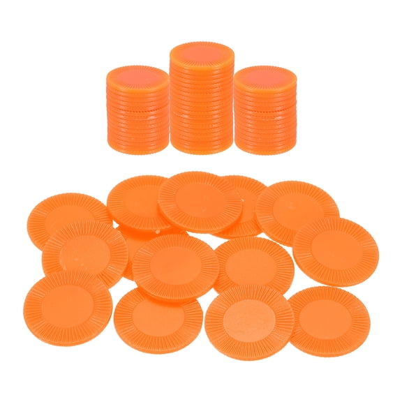 Uxcell 64 Pack Plastic Poker Chips, 1 Inch Mini Bingo Chips Learning Counters Counting Counters Disks Markers Opaque Game Tokens for Game Play Math Counting, Orange, Pattern