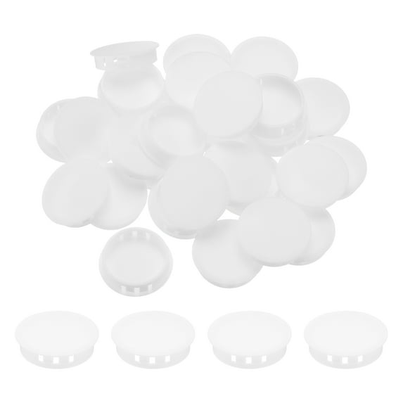 Uxcell 64Pcs 38mm(1 1/2') White Round Hole Plugs Nylon Plastic Flush Type Hole Plug Insert End Cap for Locking Hole Tube