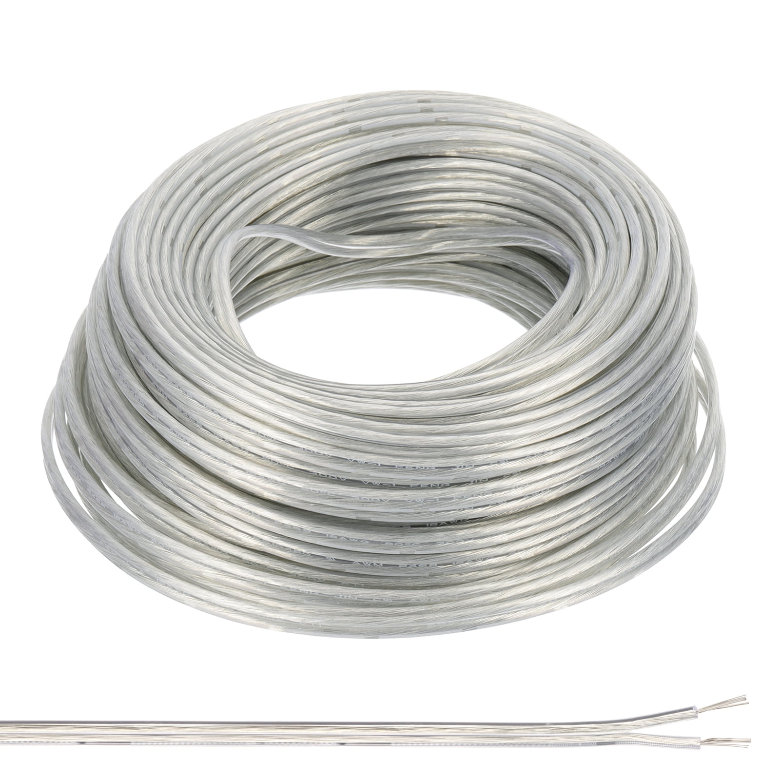 Uxcell 65.6Ft 18/2 Covered Copper Wire, 300V Soft Speaker Wire, Clear, UL Listed