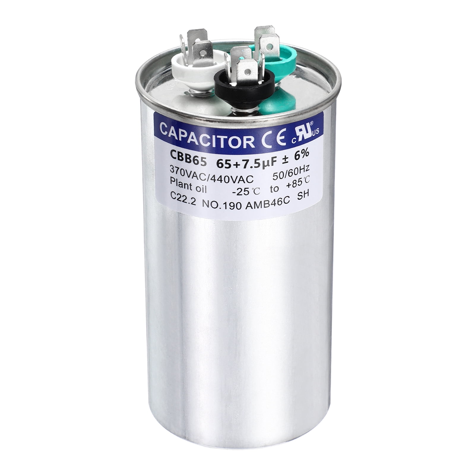 Uxcell 65+7.5MFD CBB65 Run Start Capacitor 65+7.5uF, 370/440V Round AC Capacitor for AC Motor Run, HVAC, Air Conditioner, Condenser Motors