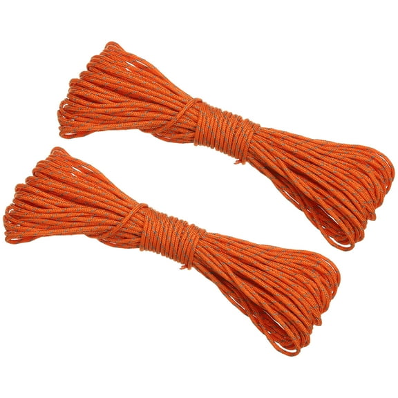 Uxcell 65 Feet Reflective Guyline Camping Paracord 2mm Nylon Tent Cord Guyline Rope Orange 2Pcs